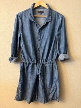 Level 99 Women’s Chambray Romper Medium Lyocell Linen Drawstring Utility Shorts